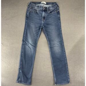 Abercrombie Fitch Kids Jeans Girls Straight Leg Blue Denim Whisker Fade 13/14x26
